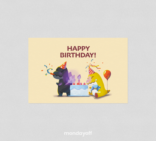 Happy Birthday Card Set - Make a cake with dinos