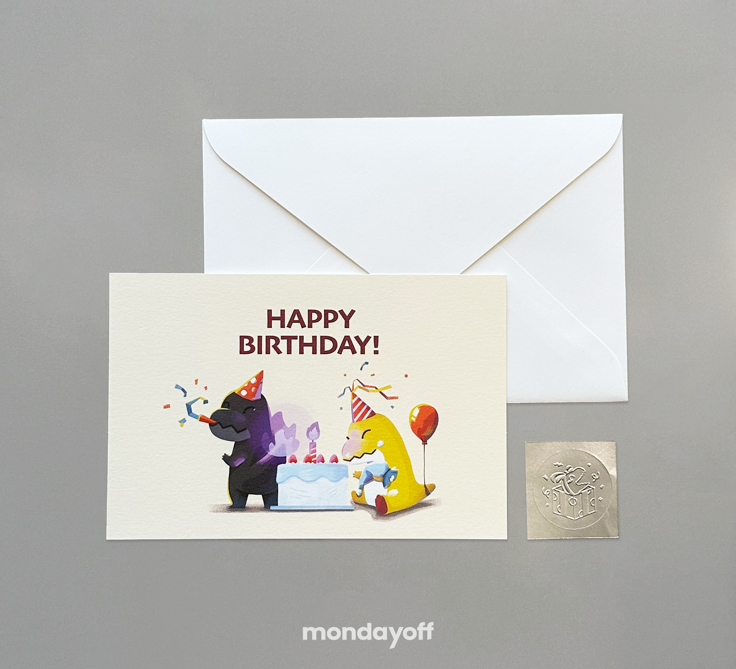 Happy Birthday Card Set - Make a cake with dinos