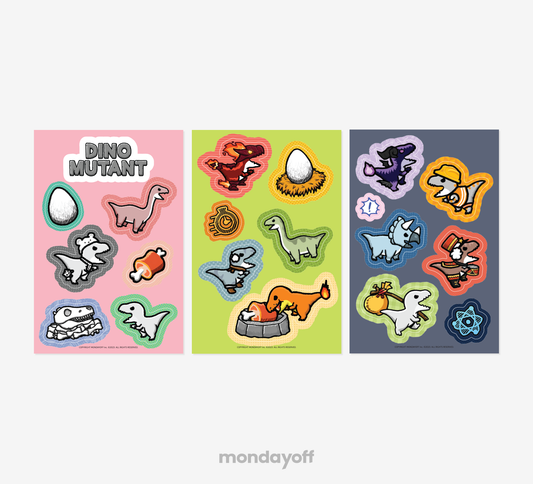 Dino colorful kiss-cut sticker set